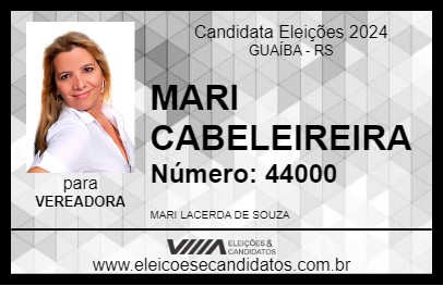 Candidato MARI CABELEIREIRA 2024 - GUAÍBA - Eleições