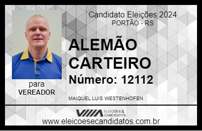 Candidato ALEMÃO CARTEIRO 2024 - PORTÃO - Eleições