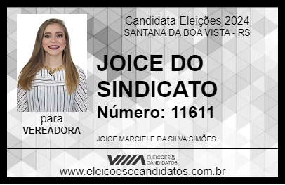 Candidato JOICE DO SINDICATO 2024 - SANTANA DA BOA VISTA - Eleições