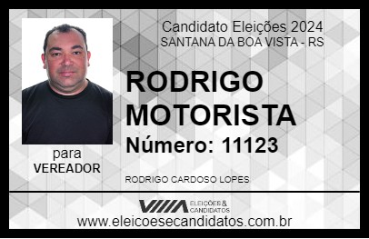 Candidato RODRIGO MOTORISTA 2024 - SANTANA DA BOA VISTA - Eleições