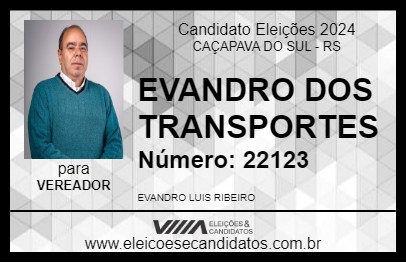 Candidato EVANDRO DOS TRANSPORTES 2024 - CAÇAPAVA DO SUL - Eleições