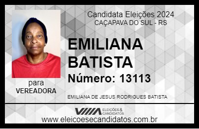 Candidato EMILIANA BATISTA 2024 - CAÇAPAVA DO SUL - Eleições