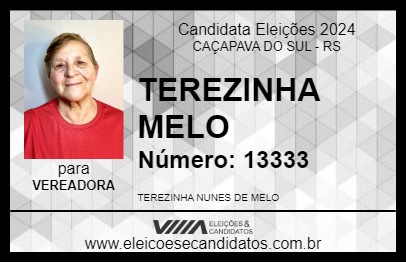 Candidato TEREZINHA MELO 2024 - CAÇAPAVA DO SUL - Eleições