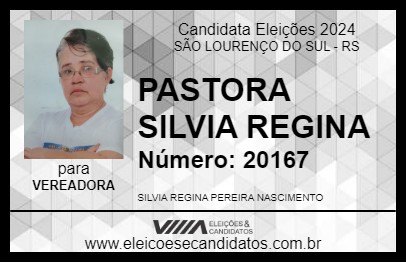 Candidato PASTORA SILVIA REGINA 2024 - SÃO LOURENÇO DO SUL - Eleições