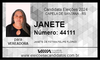 Candidato JANETE 2024 - CAPELA DE SANTANA - Eleições