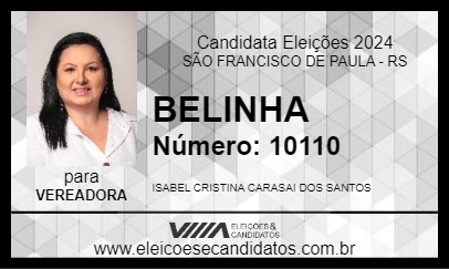 Candidato BELINHA 2024 - SÃO FRANCISCO DE PAULA - Eleições