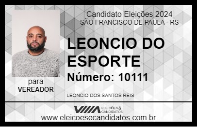 Candidato LEONCIO DO ESPORTE 2024 - SÃO FRANCISCO DE PAULA - Eleições