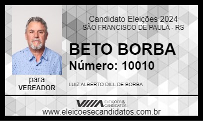 Candidato BETO BORBA 2024 - SÃO FRANCISCO DE PAULA - Eleições