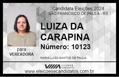 Candidato LUIZA DA CARAPINA 2024 - SÃO FRANCISCO DE PAULA - Eleições