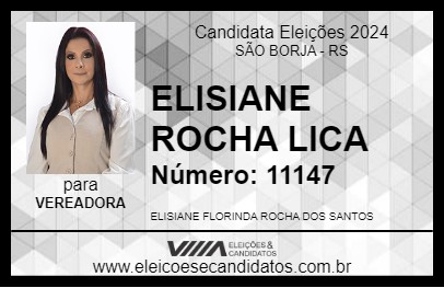 Candidato ELISIANE ROCHA LICA 2024 - SÃO BORJA - Eleições