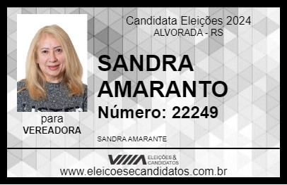 Candidato SANDRA AMARANTO 2024 - ALVORADA - Eleições