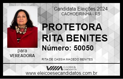 Candidato PROTETORA RITA BENITES 2024 - CACHOEIRINHA - Eleições