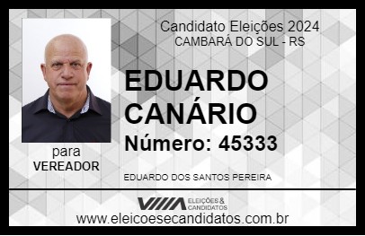 Candidato EDUARDO CANÁRIO 2024 - CAMBARÁ DO SUL - Eleições