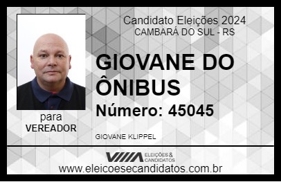 Candidato GIOVANE DO ÔNIBUS 2024 - CAMBARÁ DO SUL - Eleições