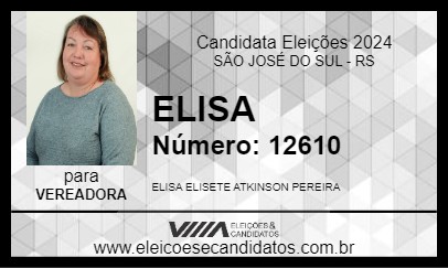 Candidato ELISA 2024 - SÃO JOSÉ DO SUL - Eleições