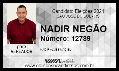 Candidato NADIR NEGÃO 2024 - SÃO JOSÉ DO SUL - Eleições