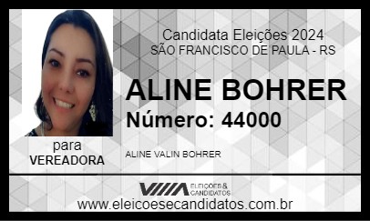 Candidato ALINE BOHRER 2024 - SÃO FRANCISCO DE PAULA - Eleições