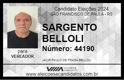 Candidato SARGENTO BELLOLI 2024 - SÃO FRANCISCO DE PAULA - Eleições