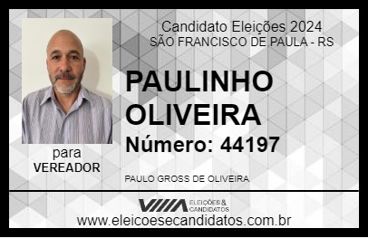 Candidato PAULINHO OLIVEIRA 2024 - SÃO FRANCISCO DE PAULA - Eleições