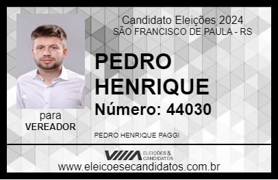 Candidato PEDRO HENRIQUE 2024 - SÃO FRANCISCO DE PAULA - Eleições