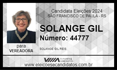 Candidato SOLANGE GIL 2024 - SÃO FRANCISCO DE PAULA - Eleições