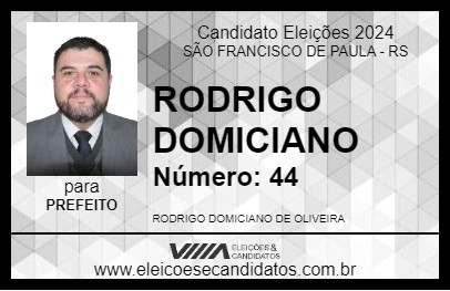 Candidato RODRIGO DOMICIANO 2024 - SÃO FRANCISCO DE PAULA - Eleições