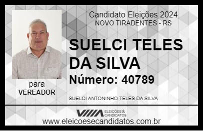 Candidato SUELCI TELES DA SILVA 2024 - NOVO TIRADENTES - Eleições