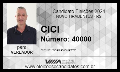 Candidato CICI 2024 - NOVO TIRADENTES - Eleições