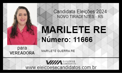 Candidato MARILETE RE 2024 - NOVO TIRADENTES - Eleições