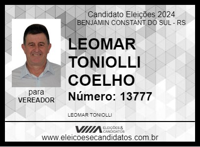 Candidato LEOMAR TONIOLLI COELHO 2024 - BENJAMIN CONSTANT DO SUL - Eleições