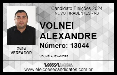 Candidato VOLNEI ALEXANDRE 2024 - NOVO TIRADENTES - Eleições