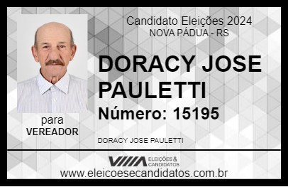 Candidato DORACY JOSE PAULETTI 2024 - NOVA PÁDUA - Eleições