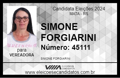 Candidato SIMONE FORGIARINI 2024 - MATA - Eleições