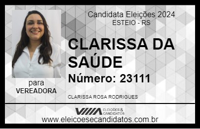 Candidato CLARISSA DA SAÚDE 2024 - ESTEIO - Eleições