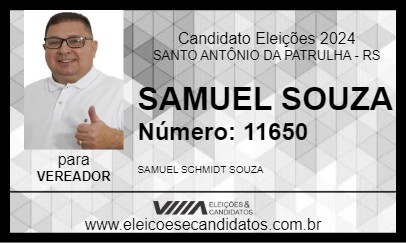 Candidato SAMUEL SOUZA 2024 - SANTO ANTÔNIO DA PATRULHA - Eleições