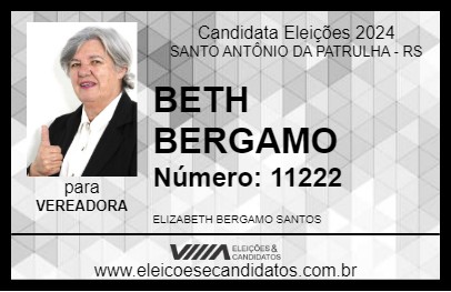 Candidato BETH BERGAMO 2024 - SANTO ANTÔNIO DA PATRULHA - Eleições