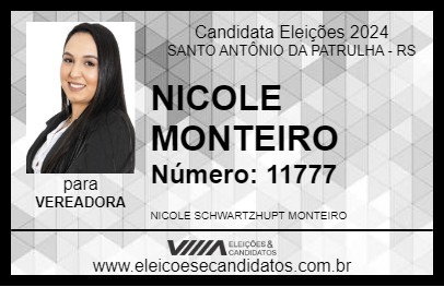 Candidato NICOLE MONTEIRO 2024 - SANTO ANTÔNIO DA PATRULHA - Eleições