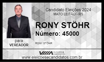 Candidato RONY STÖHR 2024 - MATO LEITÃO - Eleições