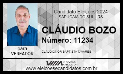 Candidato CLÁUDIO BOZO 2024 - SAPUCAIA DO SUL - Eleições