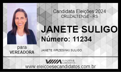 Candidato JANETE SULIGO 2024 - CRUZALTENSE - Eleições