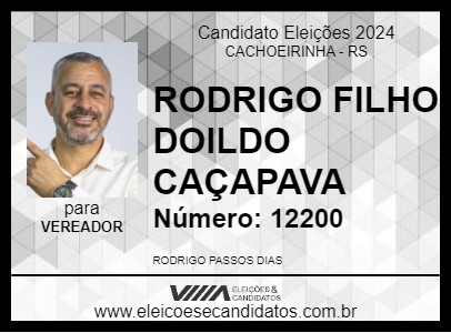 Candidato RODRIGO FILHO DOILDO CAÇAPAVA 2024 - CACHOEIRINHA - Eleições