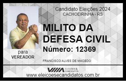 Candidato MILITO DA DEFESA CIVIL 2024 - CACHOEIRINHA - Eleições