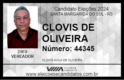 Candidato CLOVIS DE OLIVEIRA 2024 - SANTA MARGARIDA DO SUL - Eleições