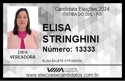 Candidato ELISA STRINGHINI 2024 - ITATIBA DO SUL - Eleições