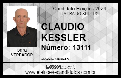 Candidato CLAUDIO KESSLER 2024 - ITATIBA DO SUL - Eleições