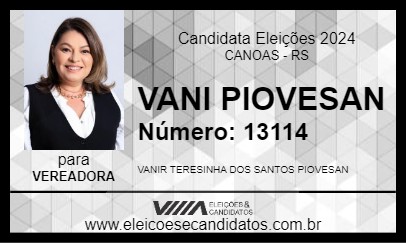 Candidato VANI PIOVESAN 2024 - CANOAS - Eleições