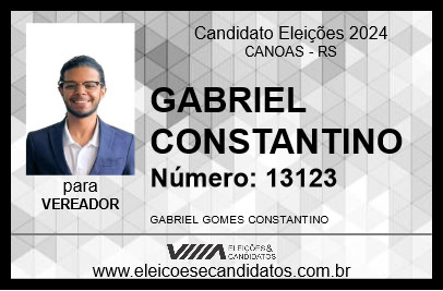 Candidato GABRIEL CONSTANTINO 2024 - CANOAS - Eleições