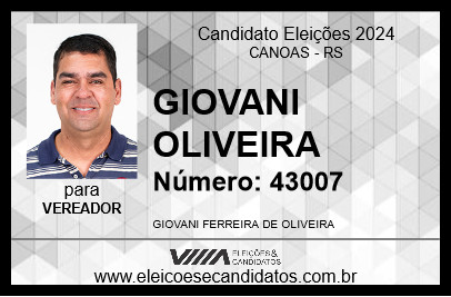 Candidato GIOVANI OLIVEIRA 2024 - CANOAS - Eleições