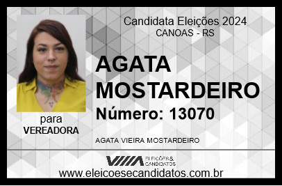 Candidato AGATA MOSTARDEIRO 2024 - CANOAS - Eleições