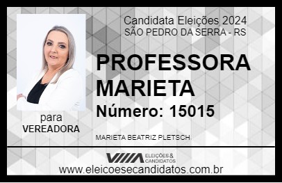 Candidato PROFESSORA MARIETA 2024 - SÃO PEDRO DA SERRA - Eleições